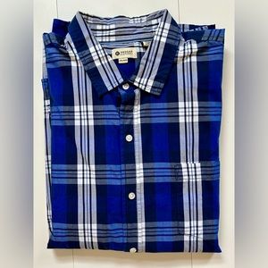 HAGGAR CLOTHING BUTTON FRONT LONG SLEEVE PLAID DRESS SHIRT XXL